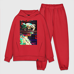 Мужской костюм оверсайз Glitch pixel art, цвет: красный