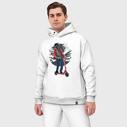 Мужской костюм оверсайз Мальчик на самокате в противогазе, цвет: белый — фото 2