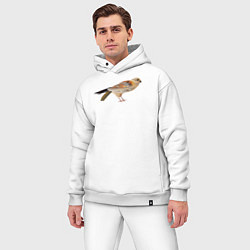 Мужской костюм оверсайз Сокол птица, цвет: белый — фото 2