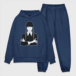 Мужской костюм оверсайз Wednesday Addams портрет, цвет: тёмно-синий