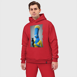Мужской костюм оверсайз Marge Simpson and black cat - нейросеть - fantasy, цвет: красный — фото 2