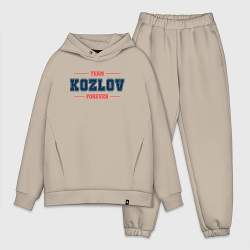 Мужской костюм оверсайз Team Kozlov forever фамилия на латинице / Миндальный – фото 1