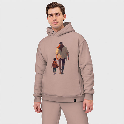 Мужской костюм оверсайз Отец вместе с сыном / Пыльно-розовый – фото 3