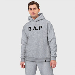 Мужской костюм оверсайз B A P black logo, цвет: меланж — фото 2