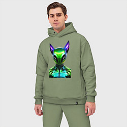 Мужской костюм оверсайз Eared alien - neural network, цвет: авокадо — фото 2