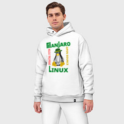 Мужской костюм оверсайз Линукс пингвин в шляпе, цвет: белый — фото 2