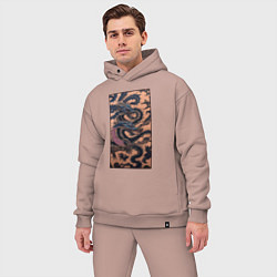 Мужской костюм оверсайз Irezumi - японские драконы змеи, цвет: пыльно-розовый — фото 2