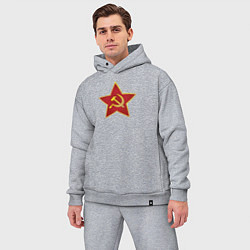 Мужской костюм оверсайз СССР звезда, цвет: меланж — фото 2