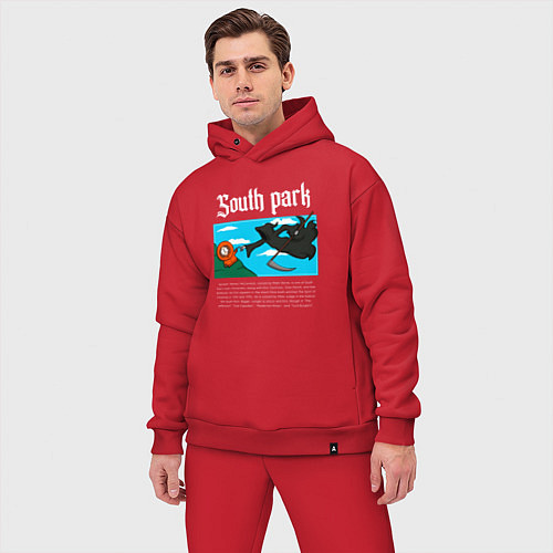 Мужской костюм оверсайз Южный парк Кенни в стиле Сотворение Адама / Красный – фото 3