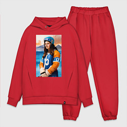 Мужской костюм оверсайз Мона Лиза - крайний нападающий, цвет: красный