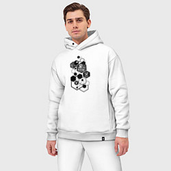 Мужской костюм оверсайз Папоротники и психоделические существа, цвет: белый — фото 2