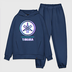 Мужской костюм оверсайз Значок Yamaha в стиле glitch, цвет: тёмно-синий
