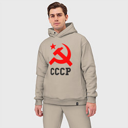 Мужской костюм оверсайз СССР стиль, цвет: миндальный — фото 2