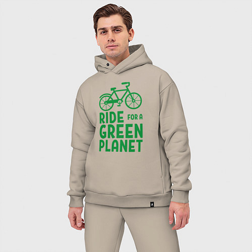 Мужской костюм оверсайз Ride for a green planet / Миндальный – фото 3