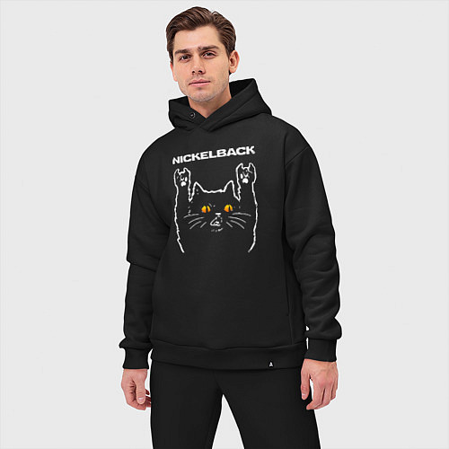 Мужской костюм оверсайз Nickelback rock cat / Черный – фото 3