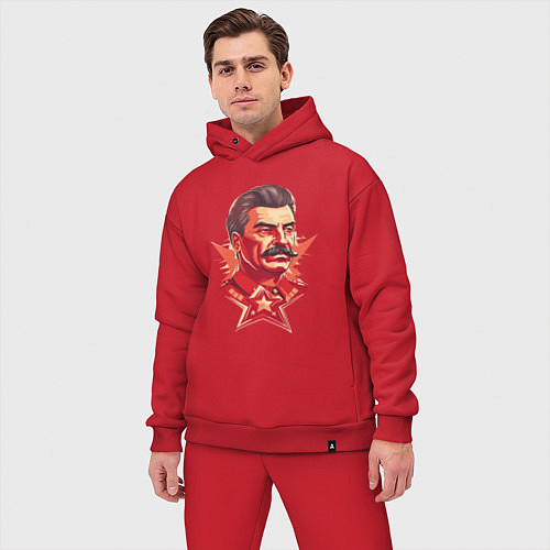 Мужской костюм оверсайз Граффити Сталин / Красный – фото 3