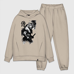 Мужской костюм оверсайз Tiger samurai - hieroglyph - art, цвет: миндальный