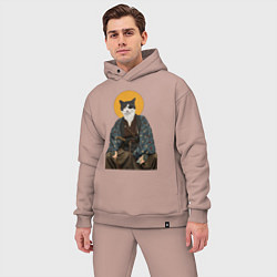 Мужской костюм оверсайз Samurai one - eyed cat, цвет: пыльно-розовый — фото 2