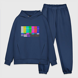 Мужской костюм оверсайз Разноцветные полосы в телевизоре, цвет: тёмно-синий