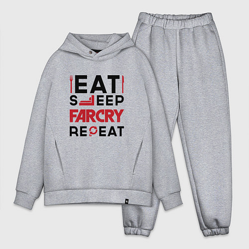 Мужской костюм оверсайз Надпись: eat sleep Far Cry repeat / Меланж – фото 1