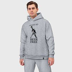 Мужской костюм оверсайз I want to beer free, Queen, цвет: меланж — фото 2