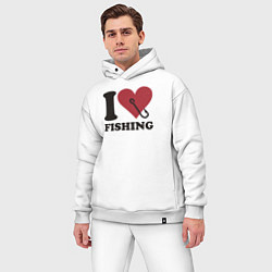 Мужской костюм оверсайз I love fishing, цвет: белый — фото 2