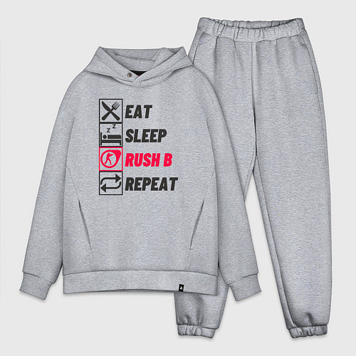 Мужской костюм оверсайз Eat sleep rush b repeat / Меланж – фото 1