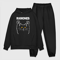 Мужской костюм оверсайз Ramones rock cat, цвет: черный
