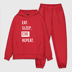 Мужской костюм оверсайз Eat Sleep EXO Repeat, цвет: красный