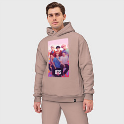 Мужской костюм оверсайз BTS art anime style, цвет: пыльно-розовый — фото 2