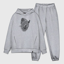 Мужской костюм оверсайз Альпака в шапке, цвет: меланж