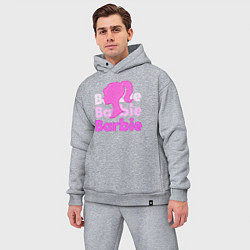 Мужской костюм оверсайз Логотип Барби объемный, цвет: меланж — фото 2