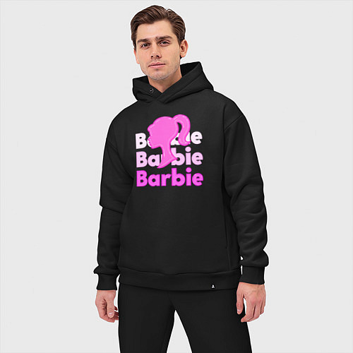 Мужской костюм оверсайз Логотип Барби объемный / Черный – фото 3