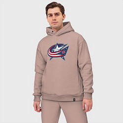 Мужской костюм оверсайз Columbus blue jackets - hockey team - emblem, цвет: пыльно-розовый — фото 2