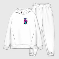 Мужской костюм оверсайз Heart grenade - сердечная граната, цвет: белый