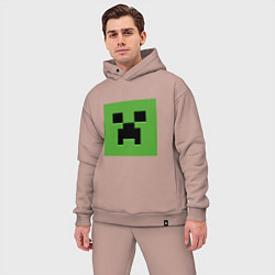 Мужской костюм оверсайз Minecraft creeper face, цвет: пыльно-розовый — фото 2