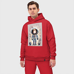 Мужской костюм оверсайз Милый маленький космонавт - нейросеть, цвет: красный — фото 2