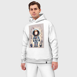 Мужской костюм оверсайз Милый маленький космонавт - нейросеть, цвет: белый — фото 2