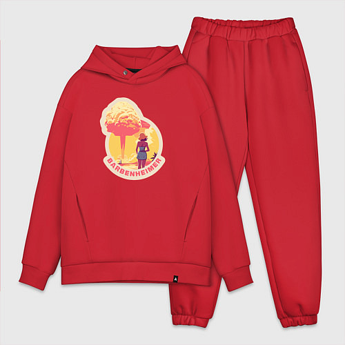 Мужской костюм оверсайз Барби смотрит на гриб - Барбигеймер / Красный – фото 1