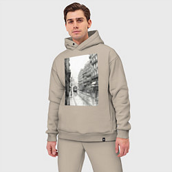 Мужской костюм оверсайз Черно-белый париж, цвет: миндальный — фото 2