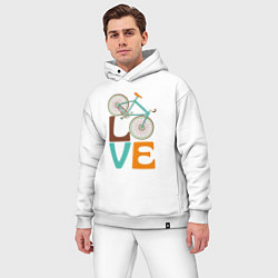 Мужской костюм оверсайз Люблю велосипед, цвет: белый — фото 2