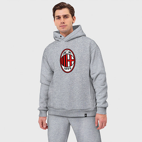 Мужской костюм оверсайз Футбольный клуб Milan / Меланж – фото 3