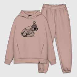 Мужской костюм оверсайз Медоед стильный, цвет: пыльно-розовый