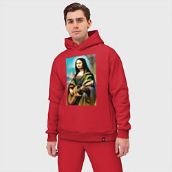 Мужской костюм оверсайз Мона Лиза лабает на гитаре, цвет: красный — фото 2