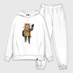 Мужской костюм оверсайз Roblox робот машет, цвет: белый