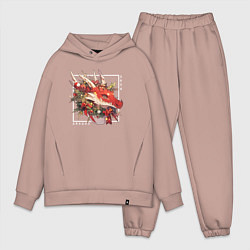 Мужской костюм оверсайз Christmas red dragon, цвет: пыльно-розовый
