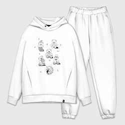 Мужской костюм оверсайз Мишки - раскраски, цвет: белый