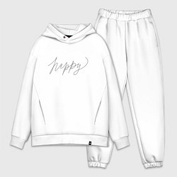 Мужской костюм оверсайз Леттеринг happy