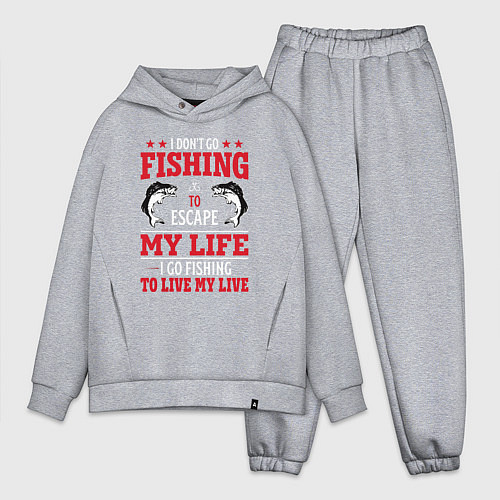 Мужской костюм оверсайз Fishing in my life / Меланж – фото 1