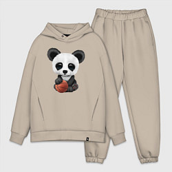 Мужской костюм оверсайз Панда баскетболист, цвет: миндальный